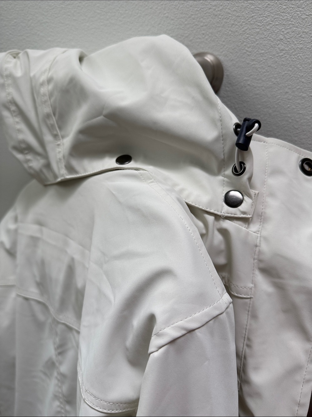 Batela Waterproof White Rain Jacket - Nautical Coat - Fleece Lined Hooded Size M - Picture 8 of 11